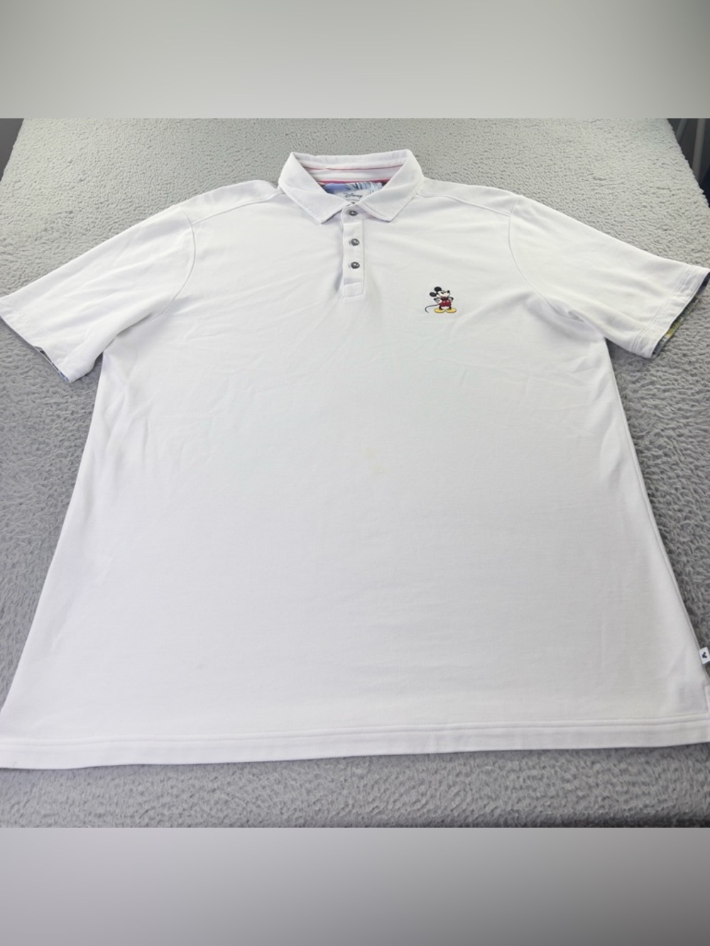 Tommy Bahama Disney Polo Shirt XLT White Mickey Mouse Embroidered Contrast Trim - Picture 2 of 13